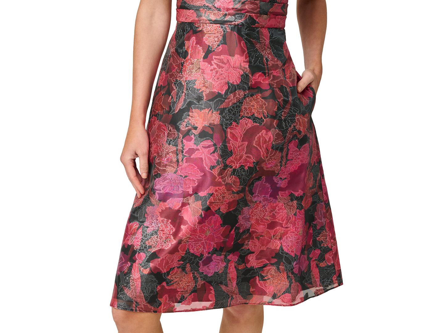 Женское платье Adrianna Papell Floral Jacquard, цвет: Чёрный винный — фото 4