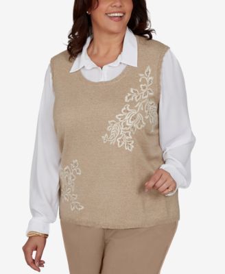 Plus Size Union Square Two-in-one Embroidered Sweater