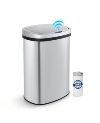13 Gal Stainless Steel Motion Sensor Silent Soft-Close Lid Trash Can for Office, Kitchen