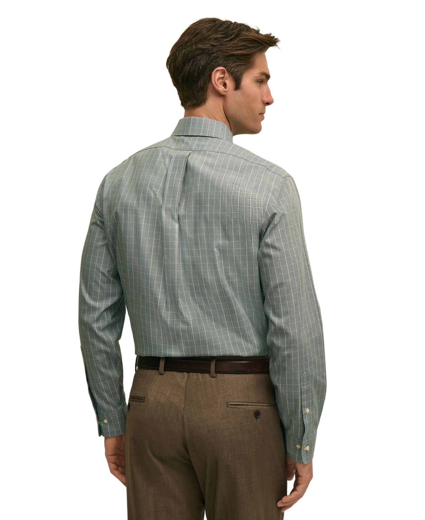Мужская рубашка B By Brooks Brothers Regular-Fit Dress Shirt, цвет: Тёмный зелёный — фото 3