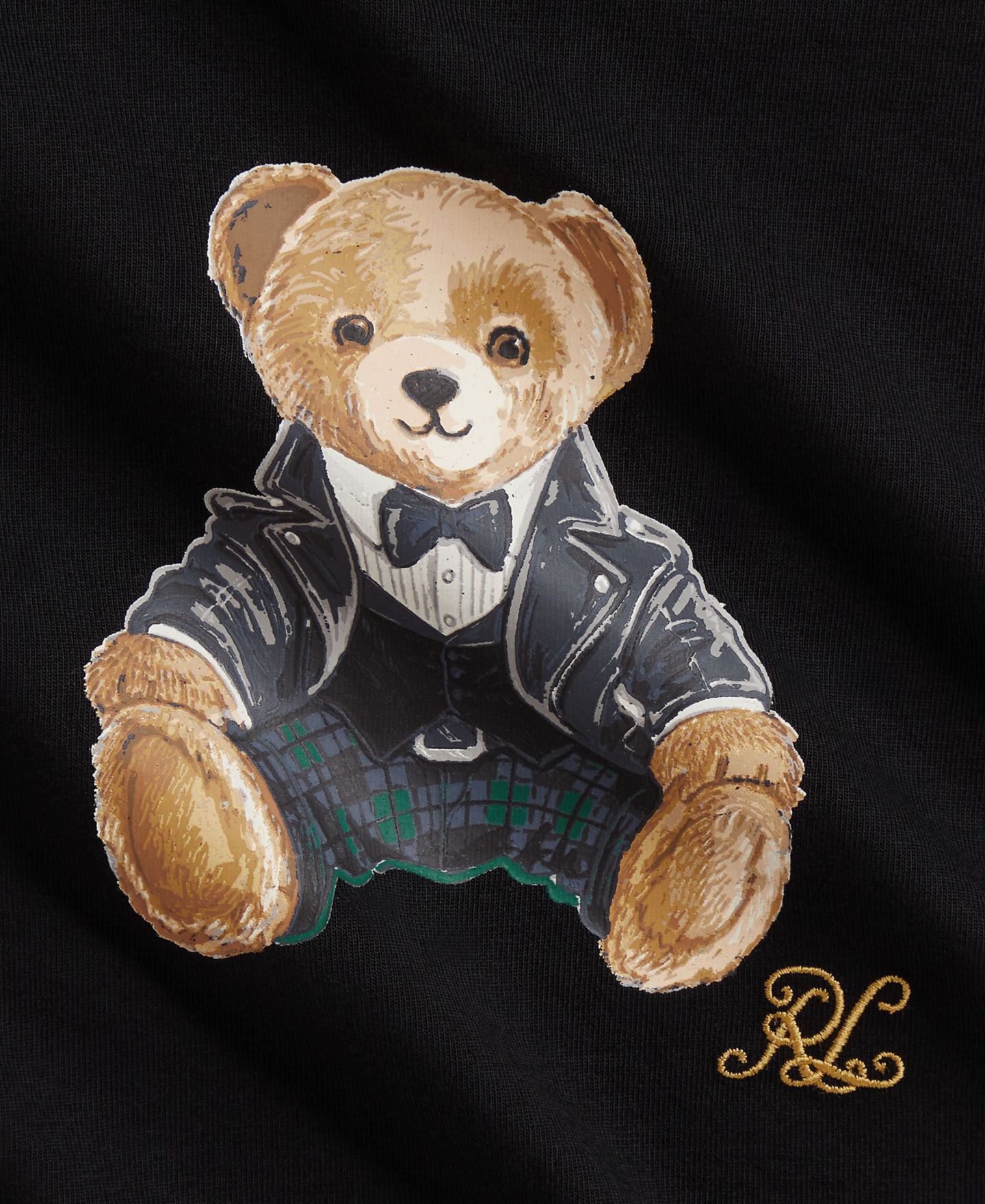 Комплект Polo Ralph Lauren Polo Bear для мальчика: свитшот и клетчатые флисовые брюки, цвет: Чёрный — фото 4