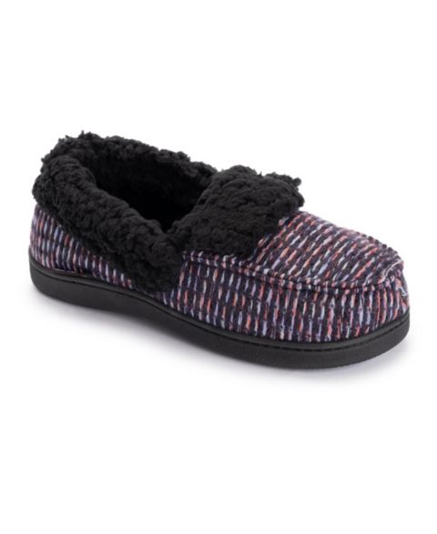 Женские тапочки MUK LUKS Anais Moccasin Slippers, цвет: Чёрный ягодный
