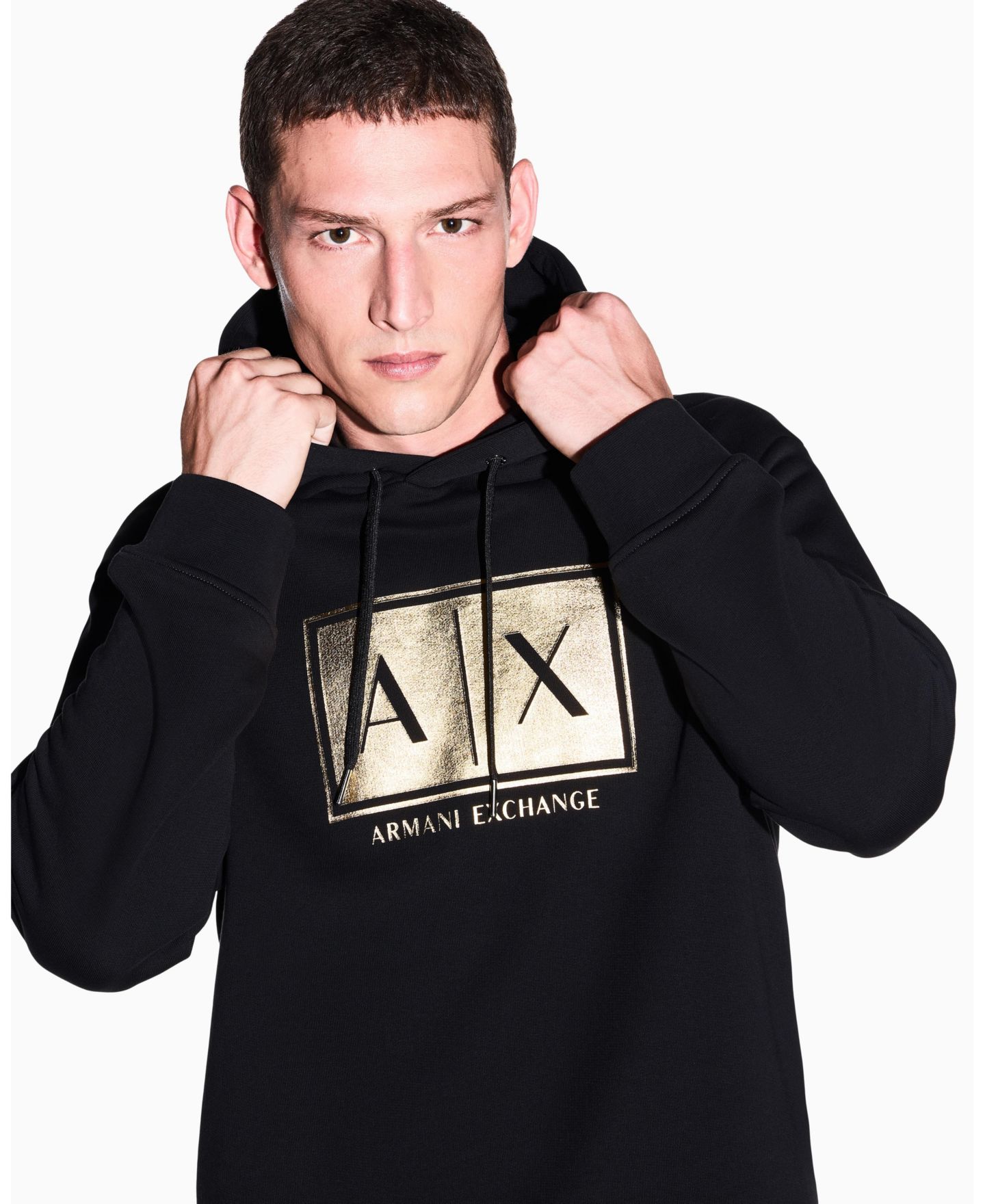 Мужское худи A|X Armani Exchange Black And Gold Box, цвет: Чёрный / Золотой — фото 8
