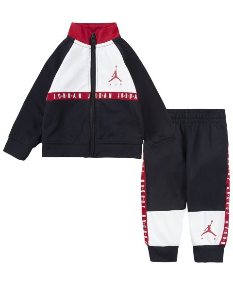 Детский трикотажный комплект Jordan Air: спортивный костюм и брюки в цветных блоках, цвет: Чёрный