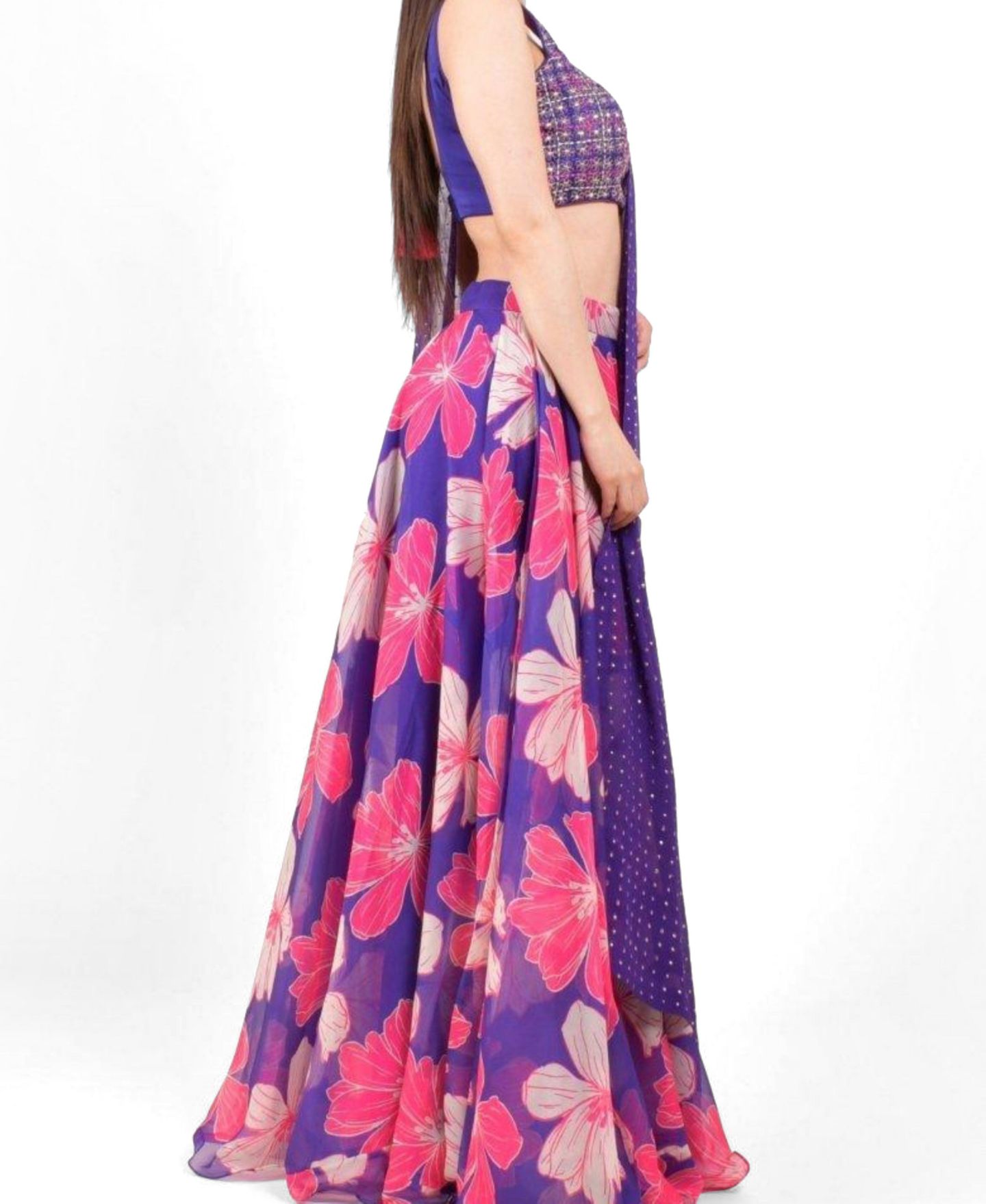 Женские платья RAAS Floral Embroidered Lehenga Choli, цвет: Фиолетовый — фото 3