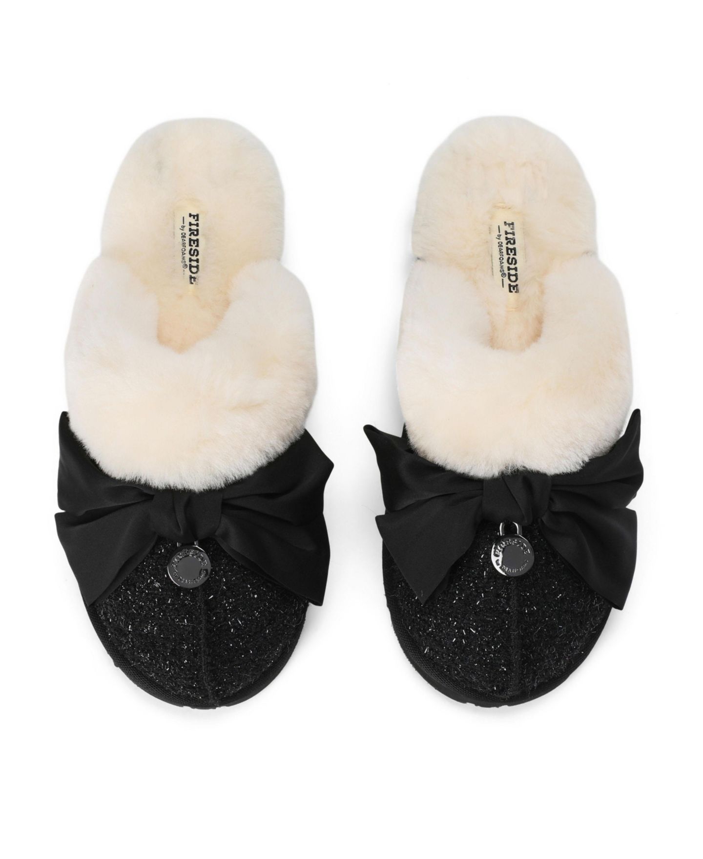 Женские тапочки Dearfoams Fireside by Sydney Dream Bow Scuff Slippers, цвет: Чёрный — фото 4