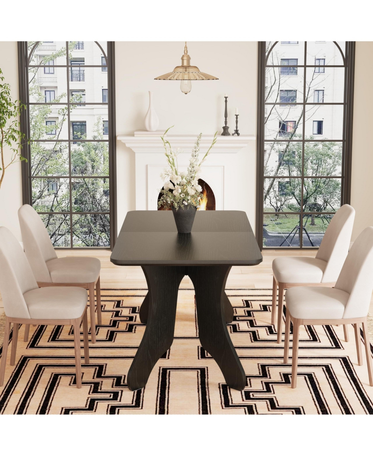 Dining Table, 63 in Rectangular Dinner Table for 4-6 People | Antler Dinner Kitchen Table, Modern Farmhouse for Dining Room
