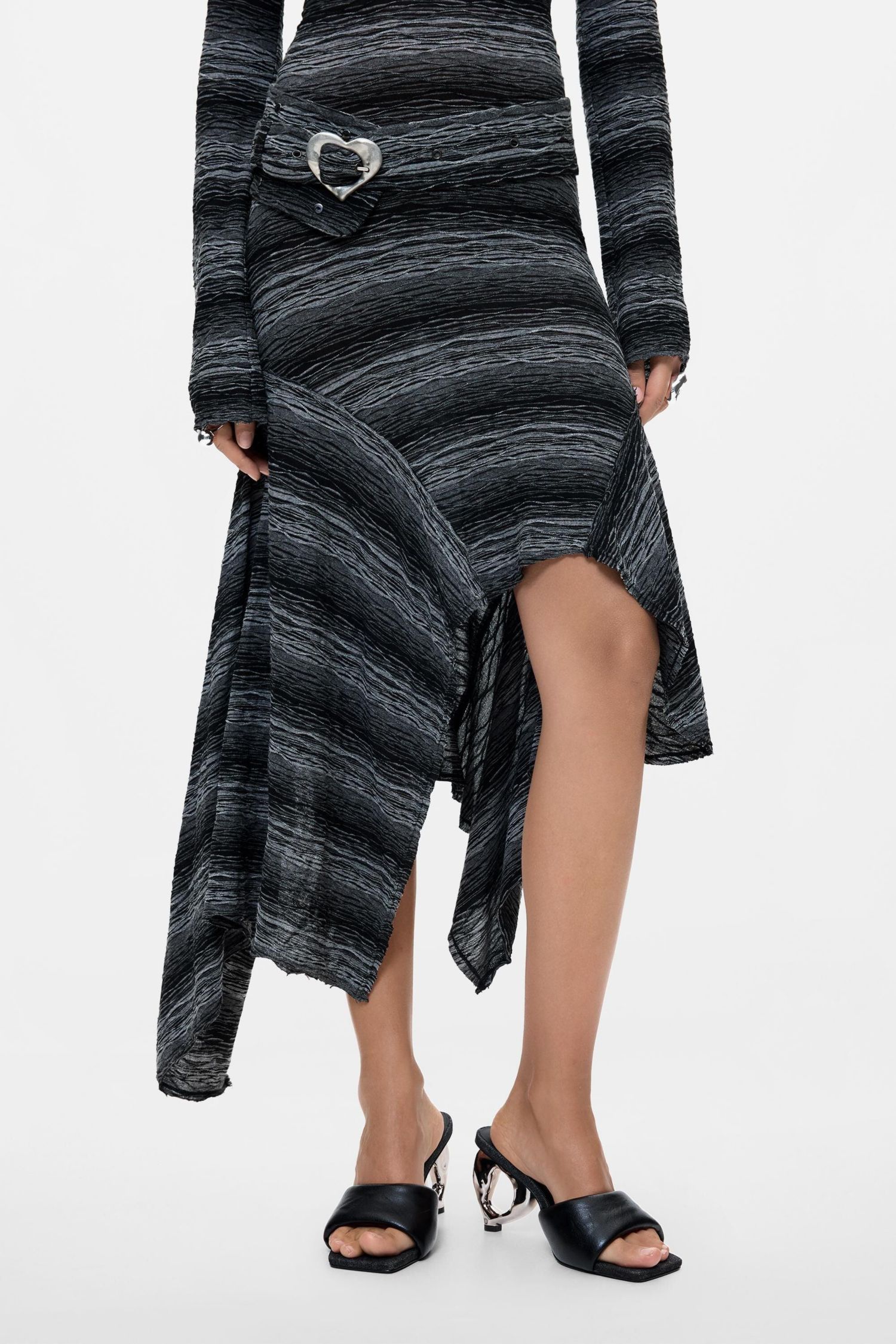 Women's asymmetric knit midi dress