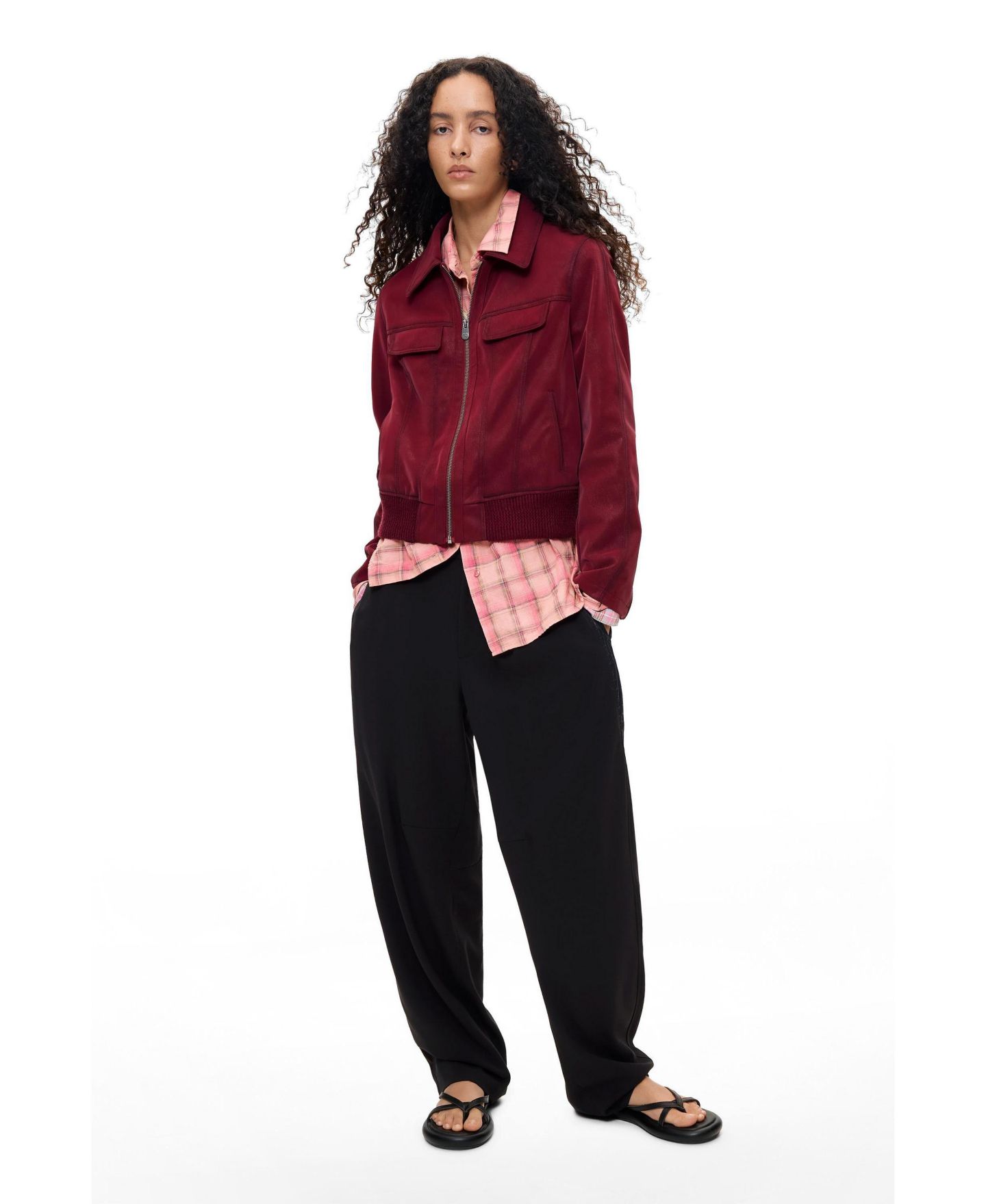 Женская куртка Desigual Polyurethane Bomber, цвет: Бордовый — фото 2
