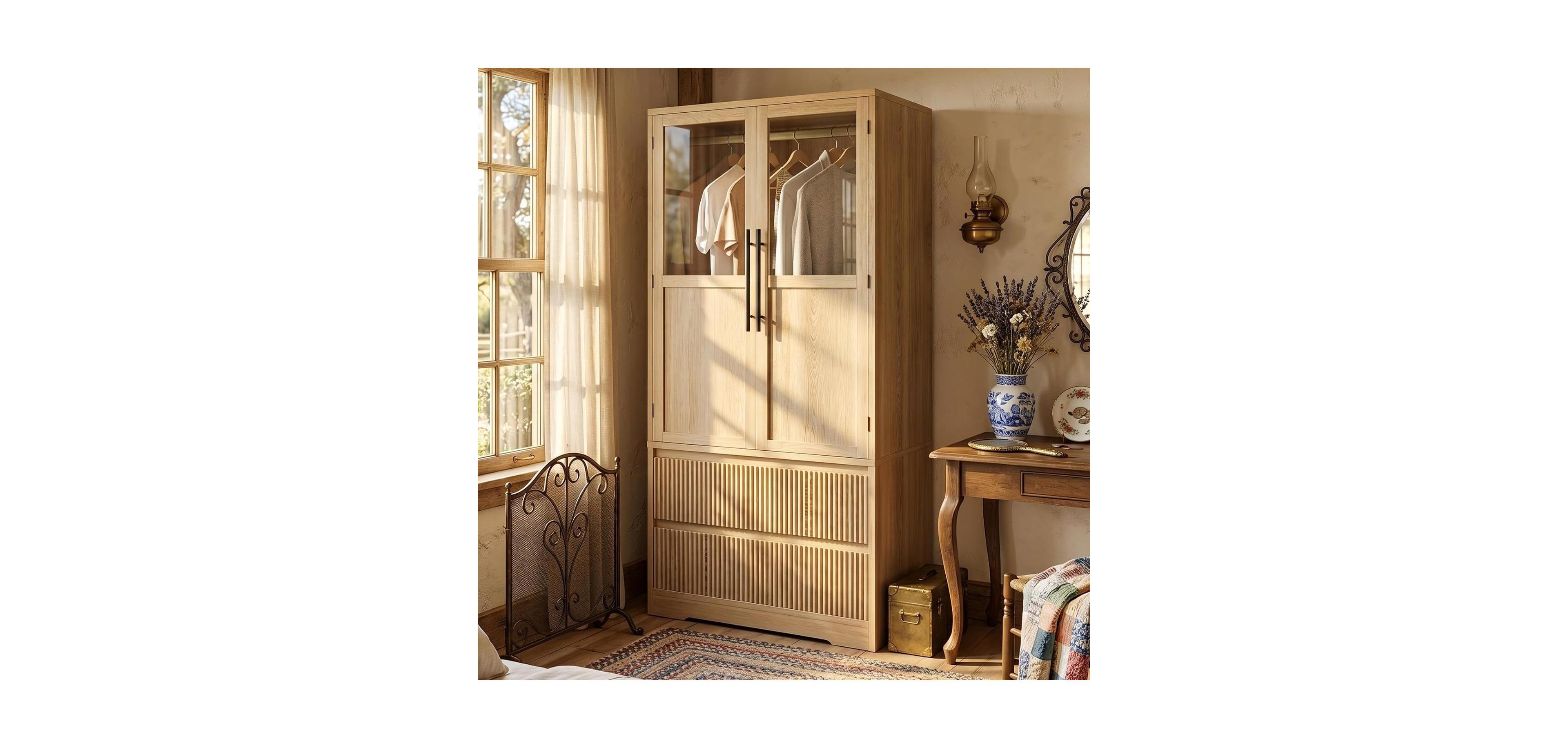 Fluted Drawer Armoire