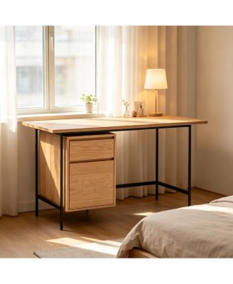 Computer Desk with Drawer, Writing Study Desk with Filing Storage Cabinet, Compact Office Workstation for Bedroom Small Space Apartment Dorm