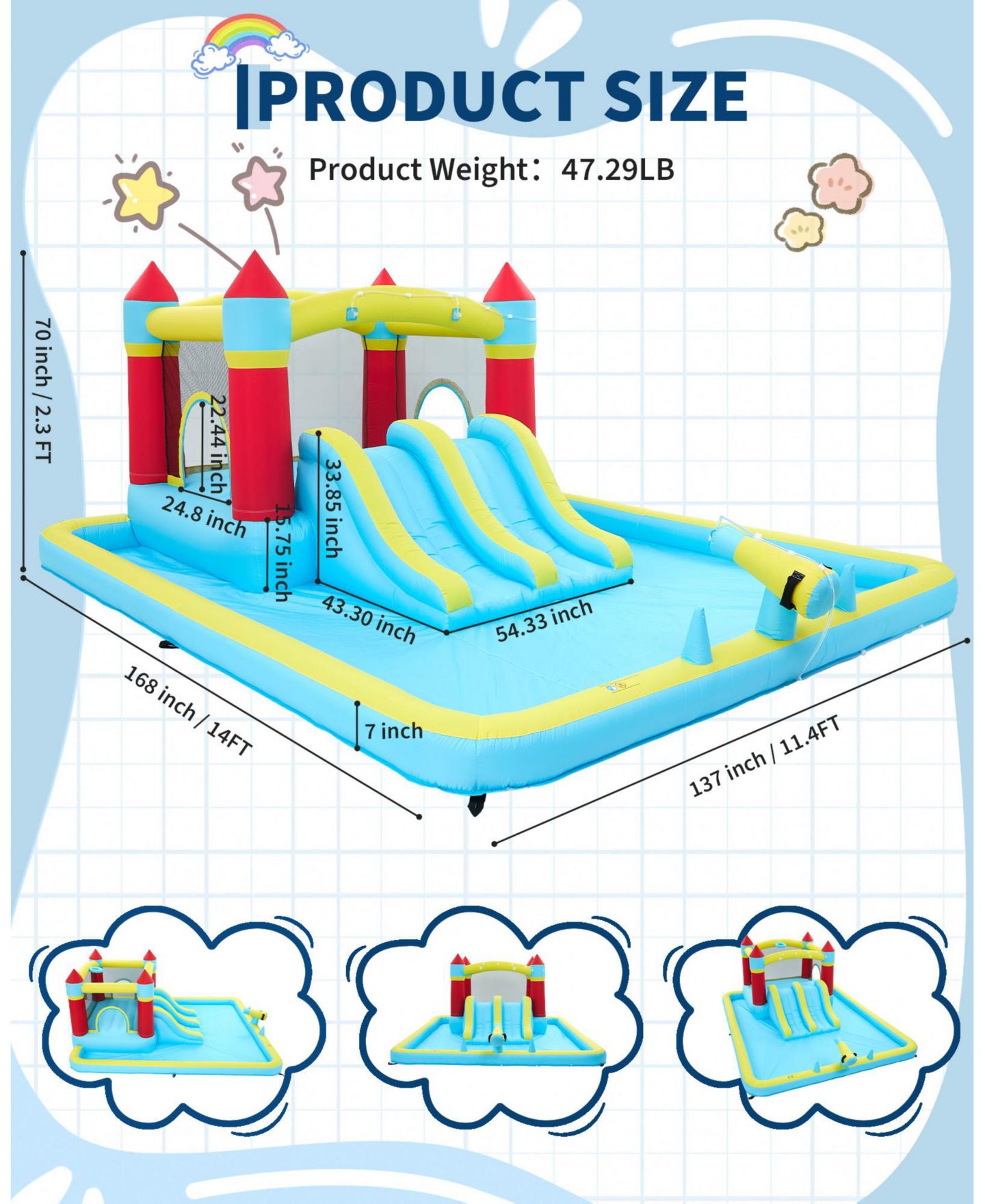 Детская игрушка homfan Inflatable Bounce House with Slide, Blower Included, Ages 3-10 — фото 2