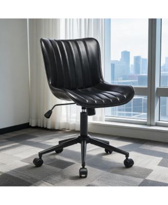 Office Chair with Wheels, Ergonomic Desk Chair, Black Modern Armless Swivel Computer Task Chair for Bedroom, Home Office, Dressing Room