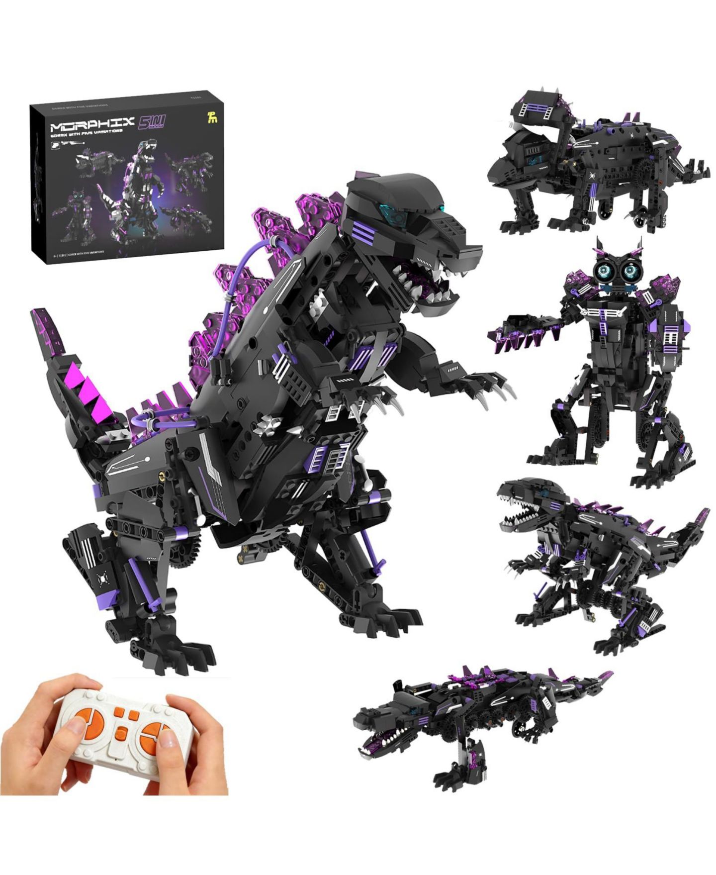 Детские конструкторы homfan Dinosaurs 5-in-1 Remote Control Building Blocks Set, Ages 6+ — фото 5