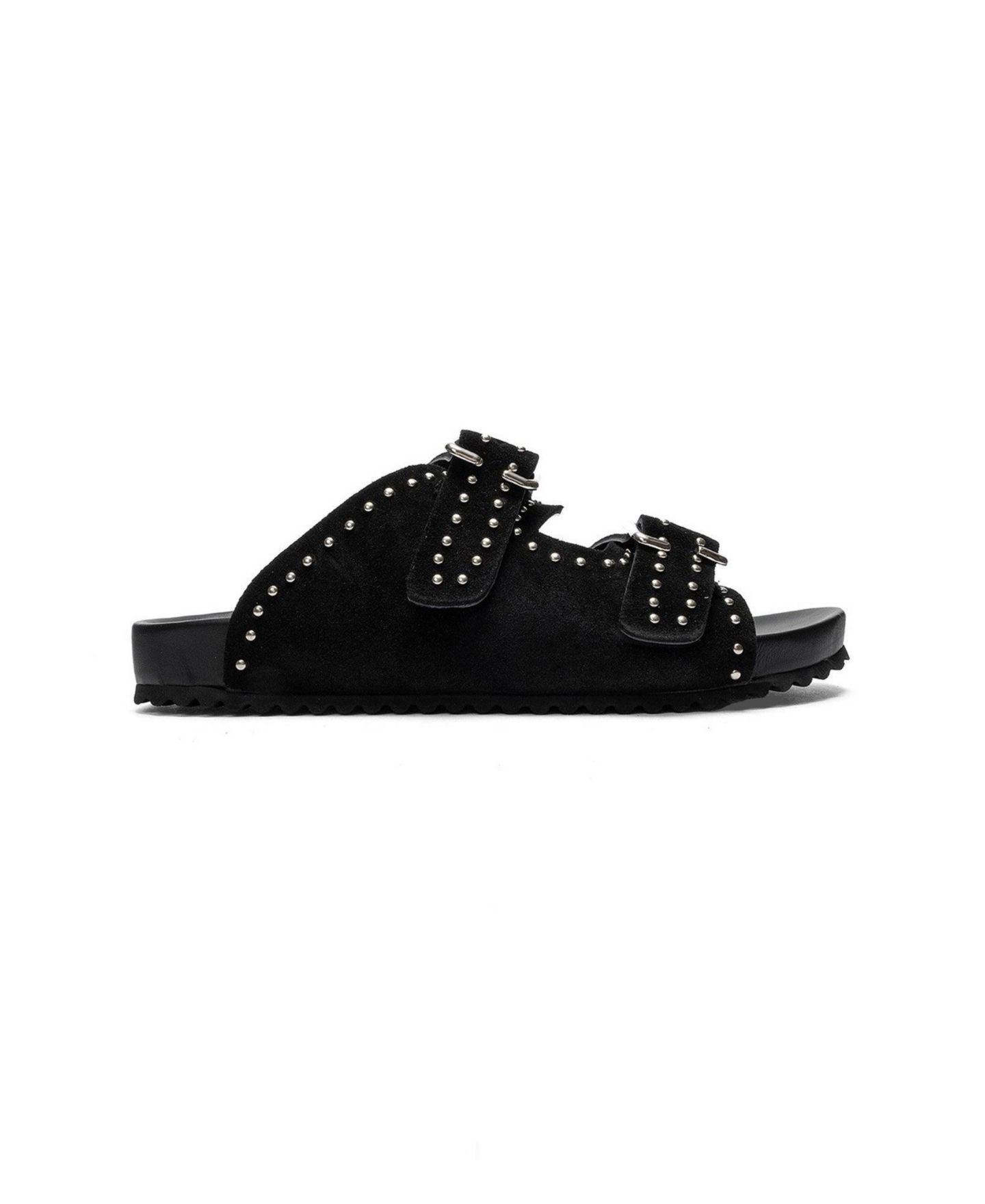 Женские сандалии Forever & Always Shoes Avenelle Leather Double Band Sandal, цвет: Чёрный замшевый — фото 2