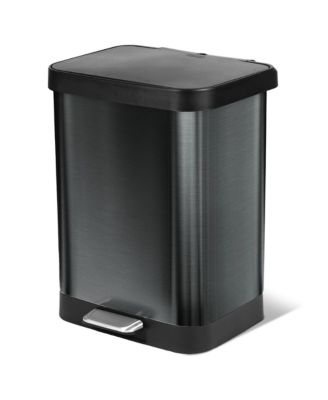 Step Trash Can, Soft Close Lid Bin with Odor Protection, 13 Gallon, Pewter