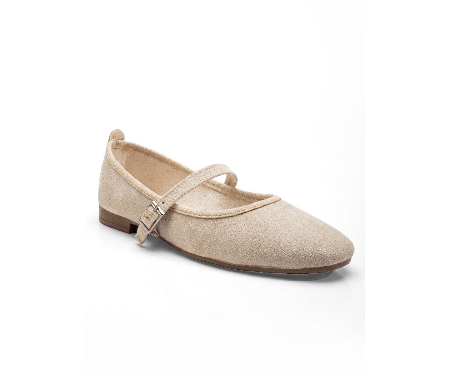 Женские туфли Мэри Джейн Prologue Shoes Emilie на плоской подошве, цвет: Бежевый замшевый — фото 1