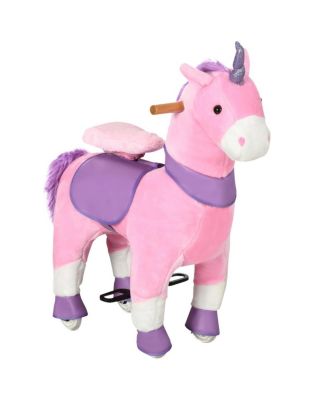 Walking Plush Unicorn Ride-On Rocking Horse, 176 lbs Capacity, Ages 3+