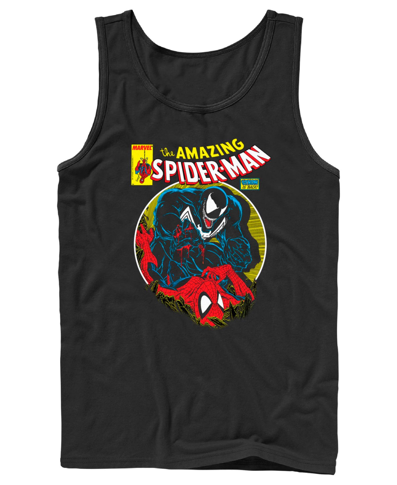 Men's Marvel the Amazing Spider-Man Venom is Back Retro Comic Graphic Tank Top