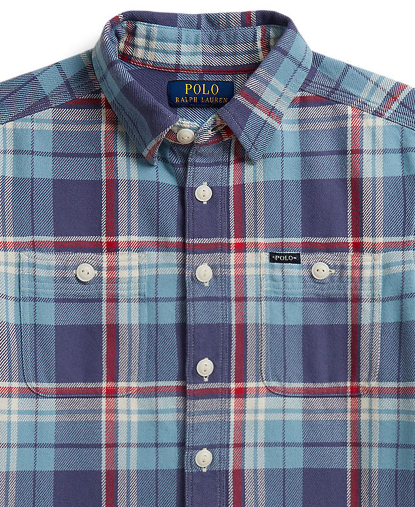 Рубашка Polo Ralph Lauren Plaid Cotton Flannel Work для мальчиков, цвет: Синий — фото 5