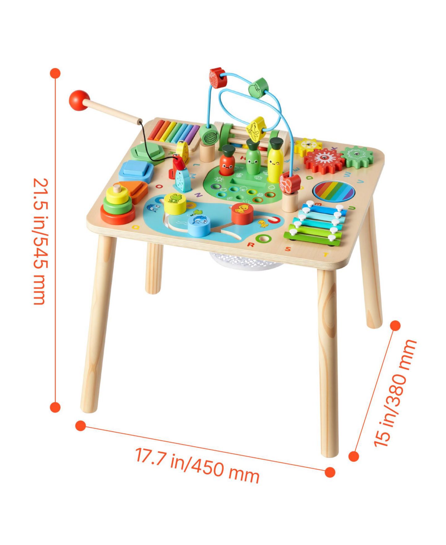 Детские игрушки SUGIFT 13-in-1 Wooden Montessori Activity Table Develops Fine Motor Skills, Ages 6+ Months, цвет: Натуральный — фото 3