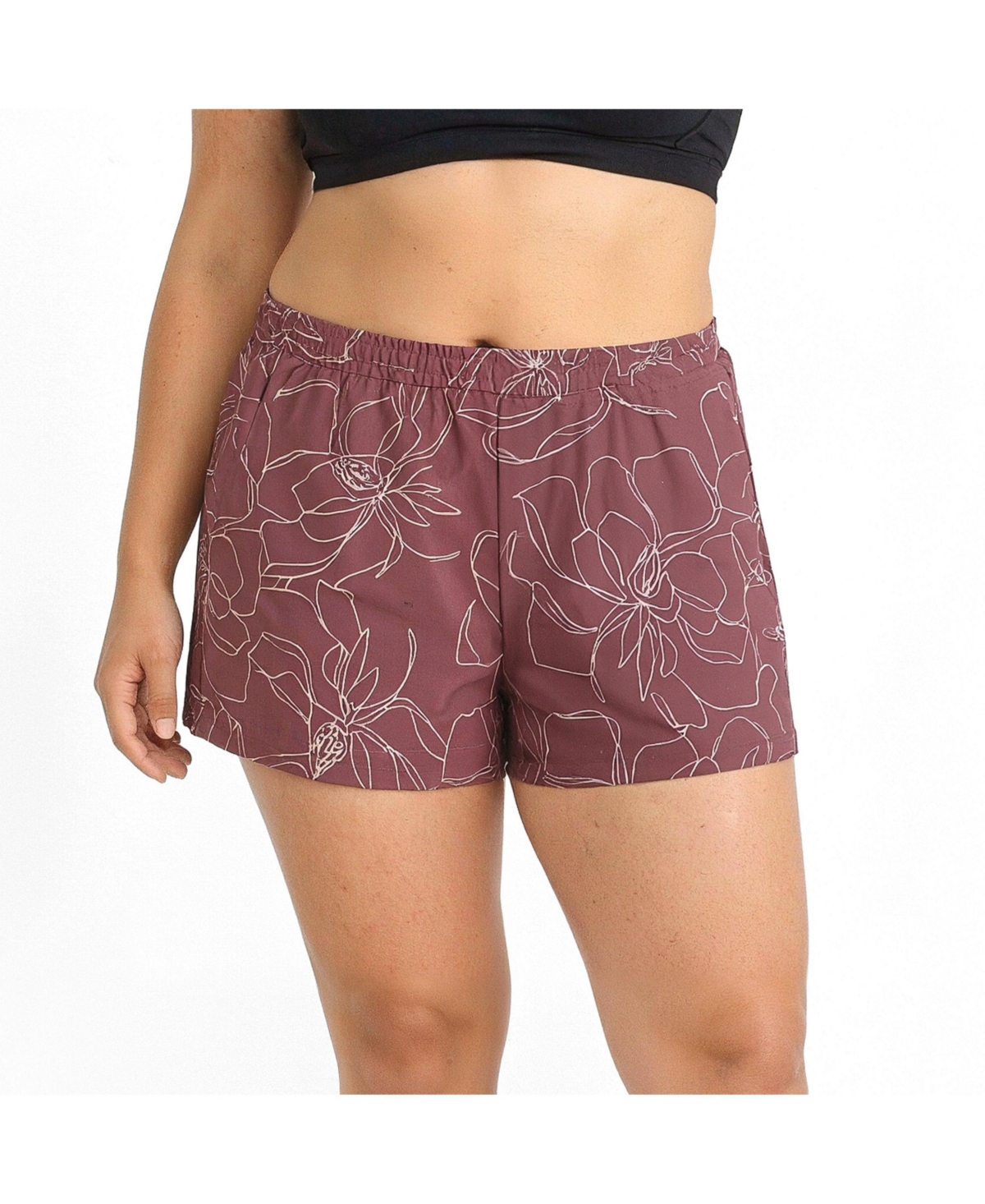 Calypsa Women's Plus Size Classic Fit Swim Shorts With Panty - Floral haze