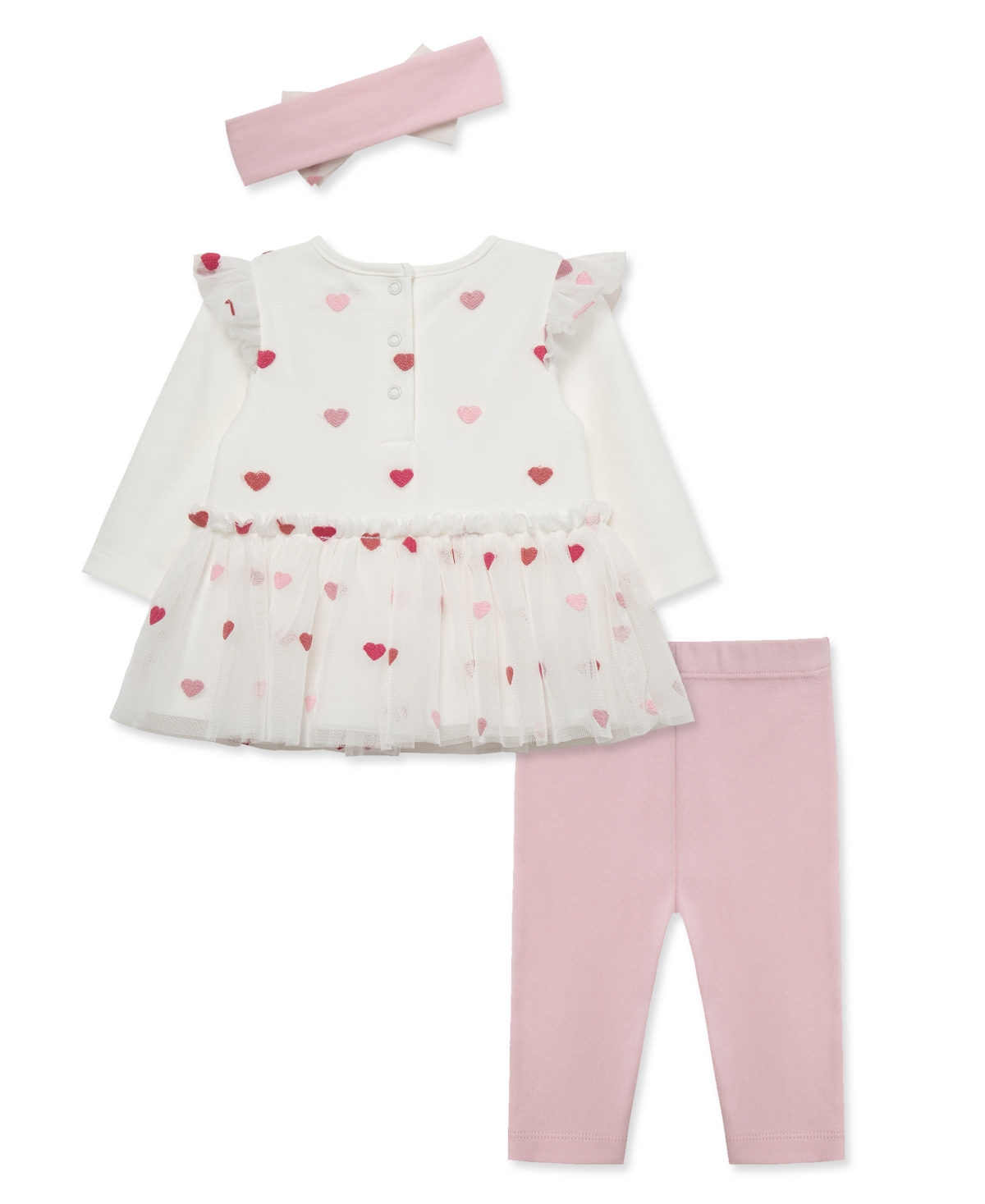 Little Me Baby Girls' Hearts Print Tutu Top, Leggings and Headband, 3-Piece Set