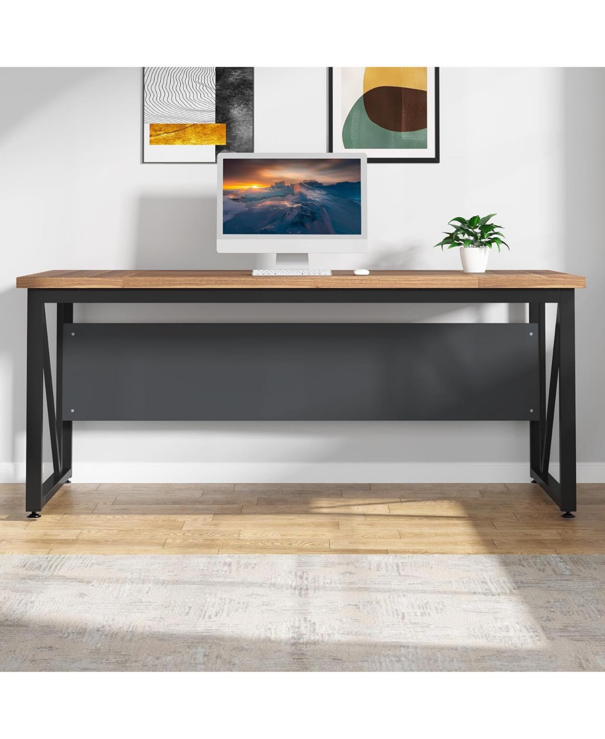 Tribesigns 63" Computer Desk with Steel Legs