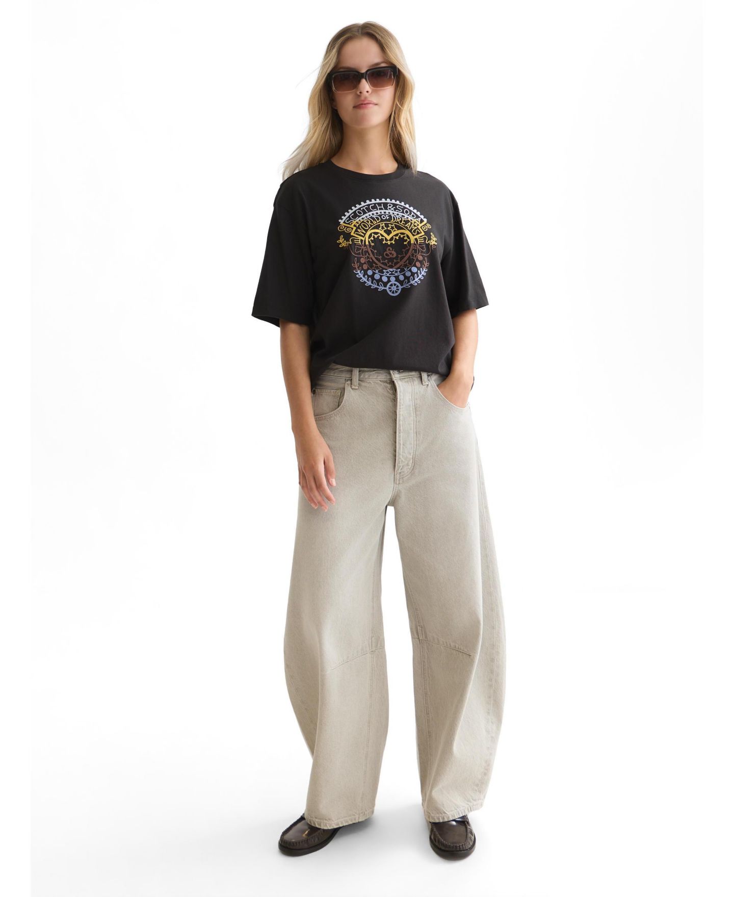 Женская футболка SCOTCH & SODA Embroidered Loose-Fit, цвет: Meteorite — фото 2