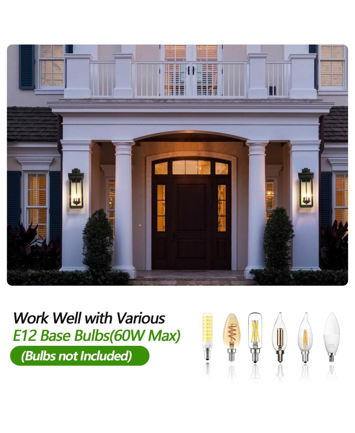 Asagikoiai 22" Dusk to Dawn Outdoor Wall Lantern, 2-Light Aluminum Exterior Sconce