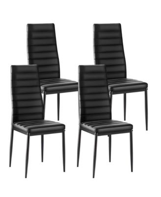Set of 4 Modern Dining Chairs with Thick Cushions and Metal Legs