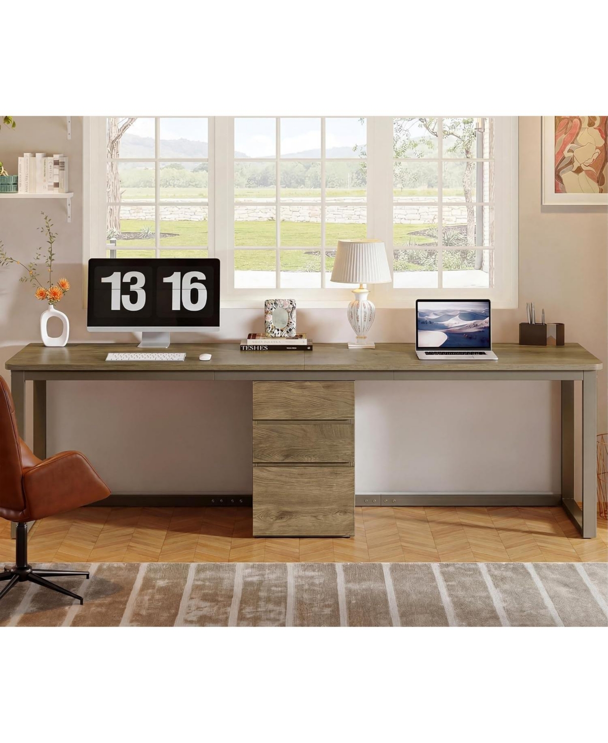 Tribesigns 78.7'' 2 Person Computer Desk,3 Drawers,Double Office Desk