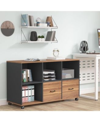 47" Mobile File Cabinet with 2 Drawers and Shelves
