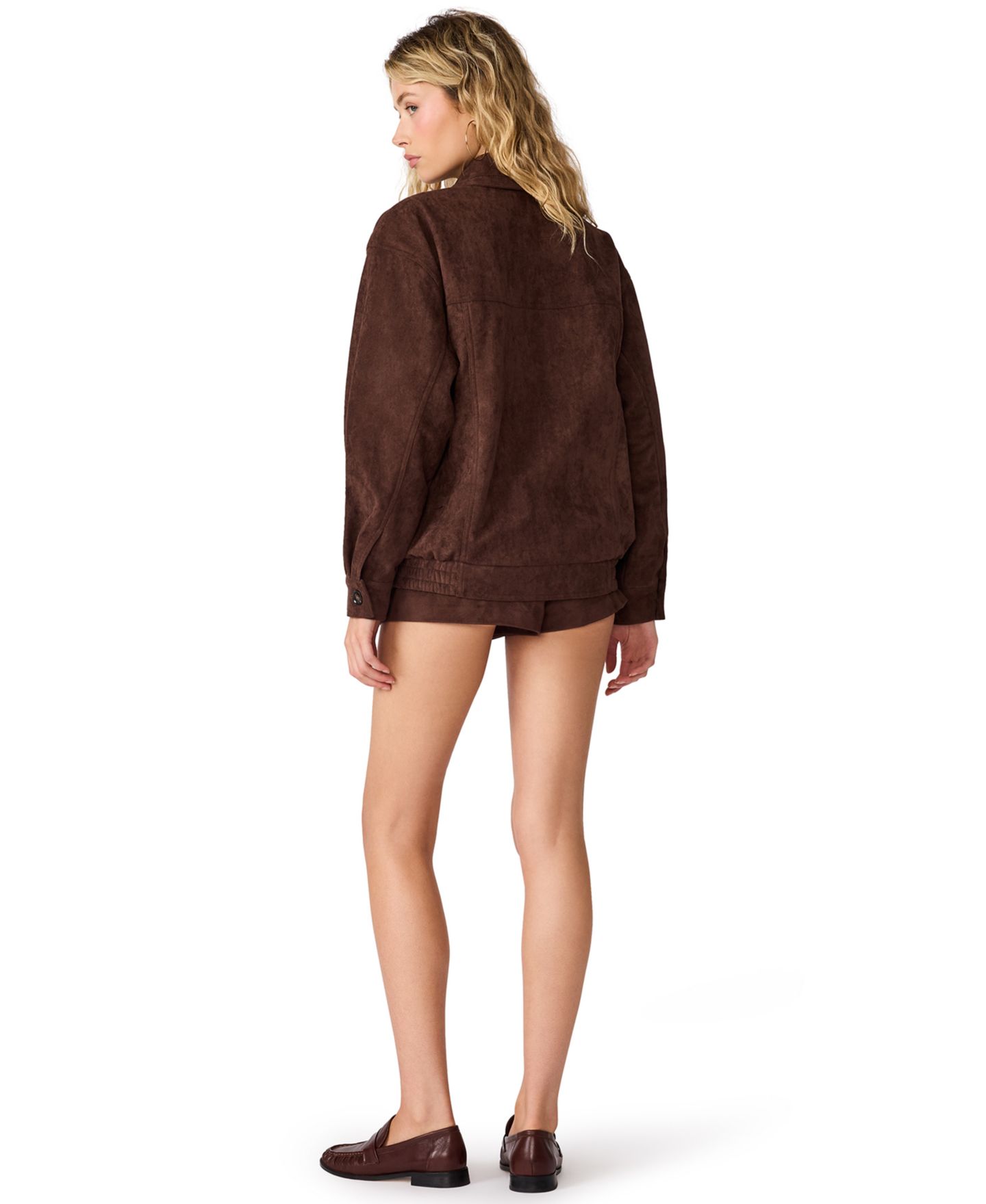 Женская куртка Steve Madden Henson Faux-Suede Bomber, цвет: Тёмный шоколадный — фото 6