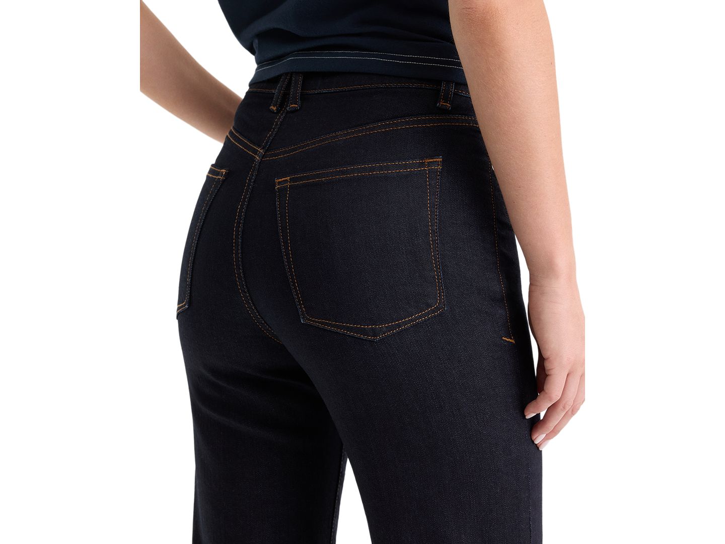 Женские джинсы Good American Petite True Straight High-Waisted, цвет: Rinse — фото 6