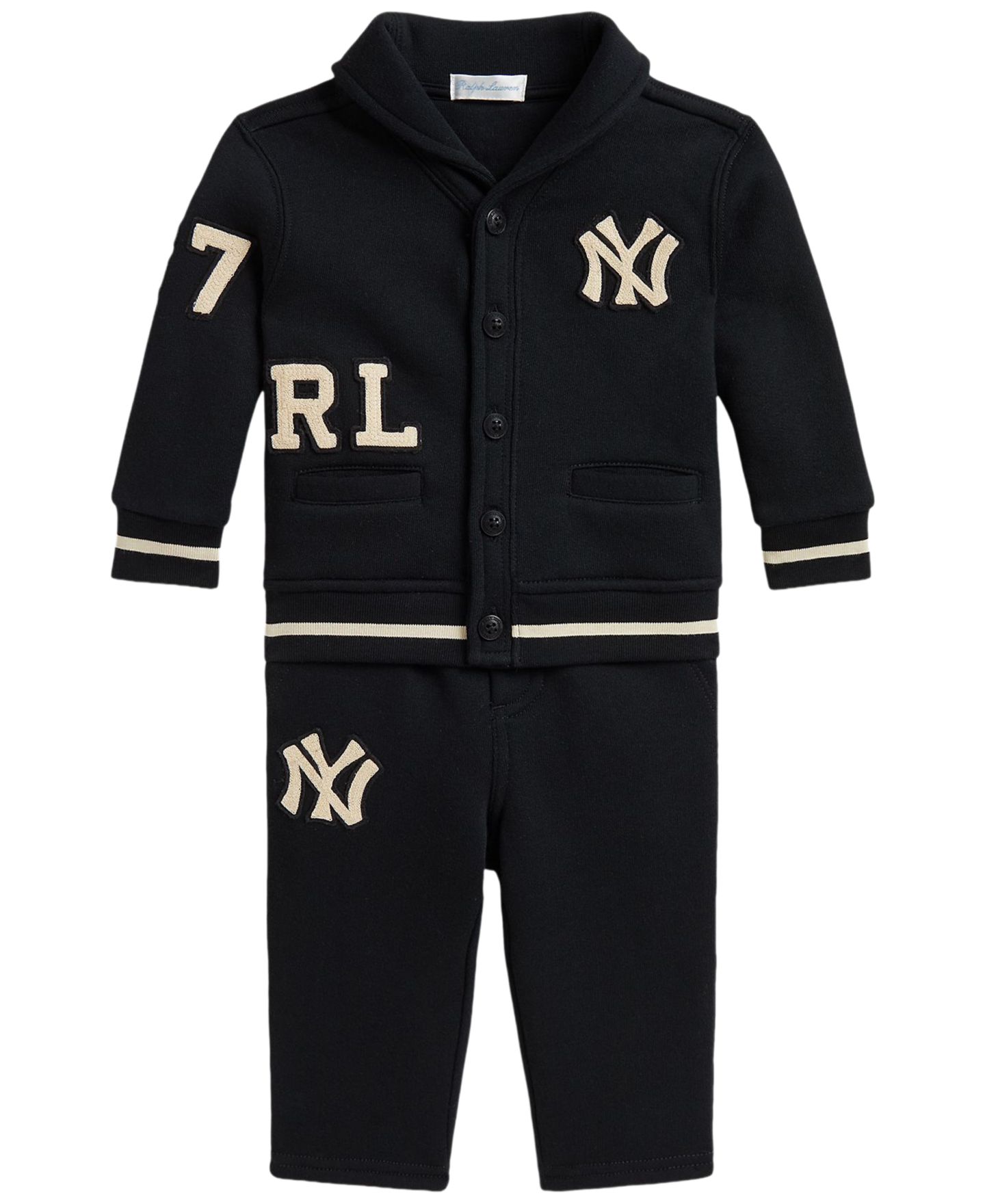 Комплект Polo Ralph Lauren Yankees Top and Fleece Pants, 2-Piece Set для мальчиков-малышей, цвет: Чёрный — фото 1