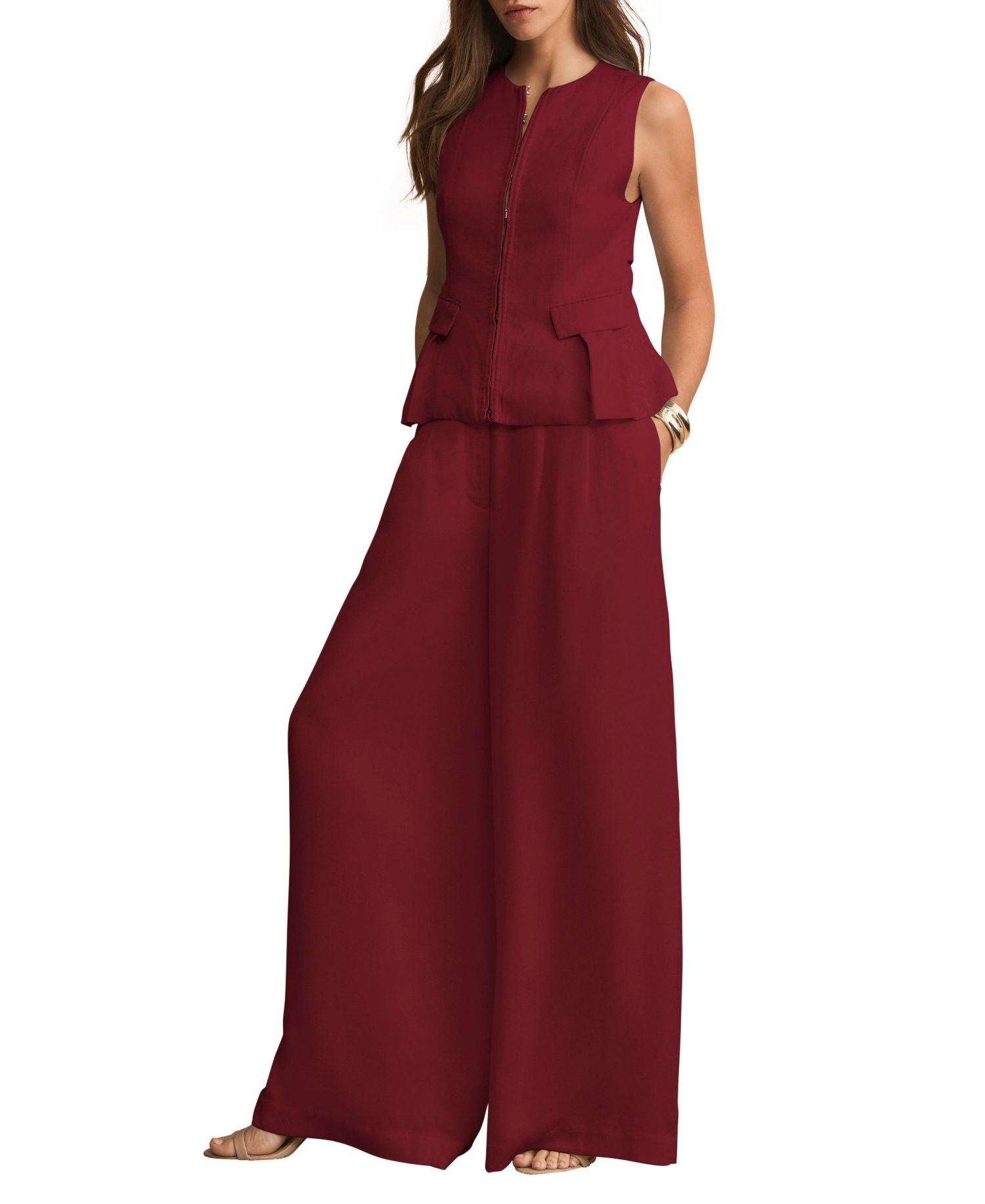 Women's Tailored Tie Back Peplum Vest