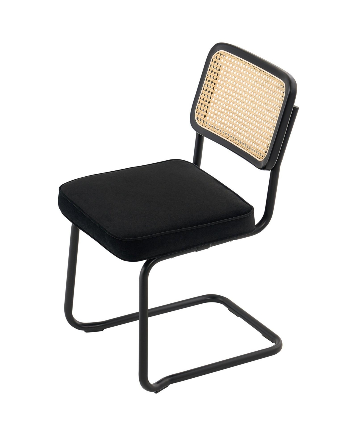 Slickblue Set of 4 Rattan Dining Chairs with Velvet Upholstered Seats