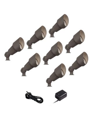 Hooded 7 1/2" High Traditional 10-Piece Outdoor Landscape Spot Light Set Porch House LED Bulb Brown Bronze Finish