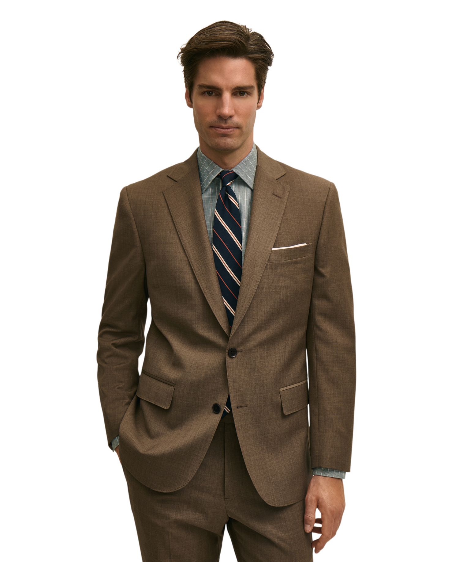 Мужской костюм из смесовой шерсти классического кроя от Brooks Brothers с отделяющим пиджаком