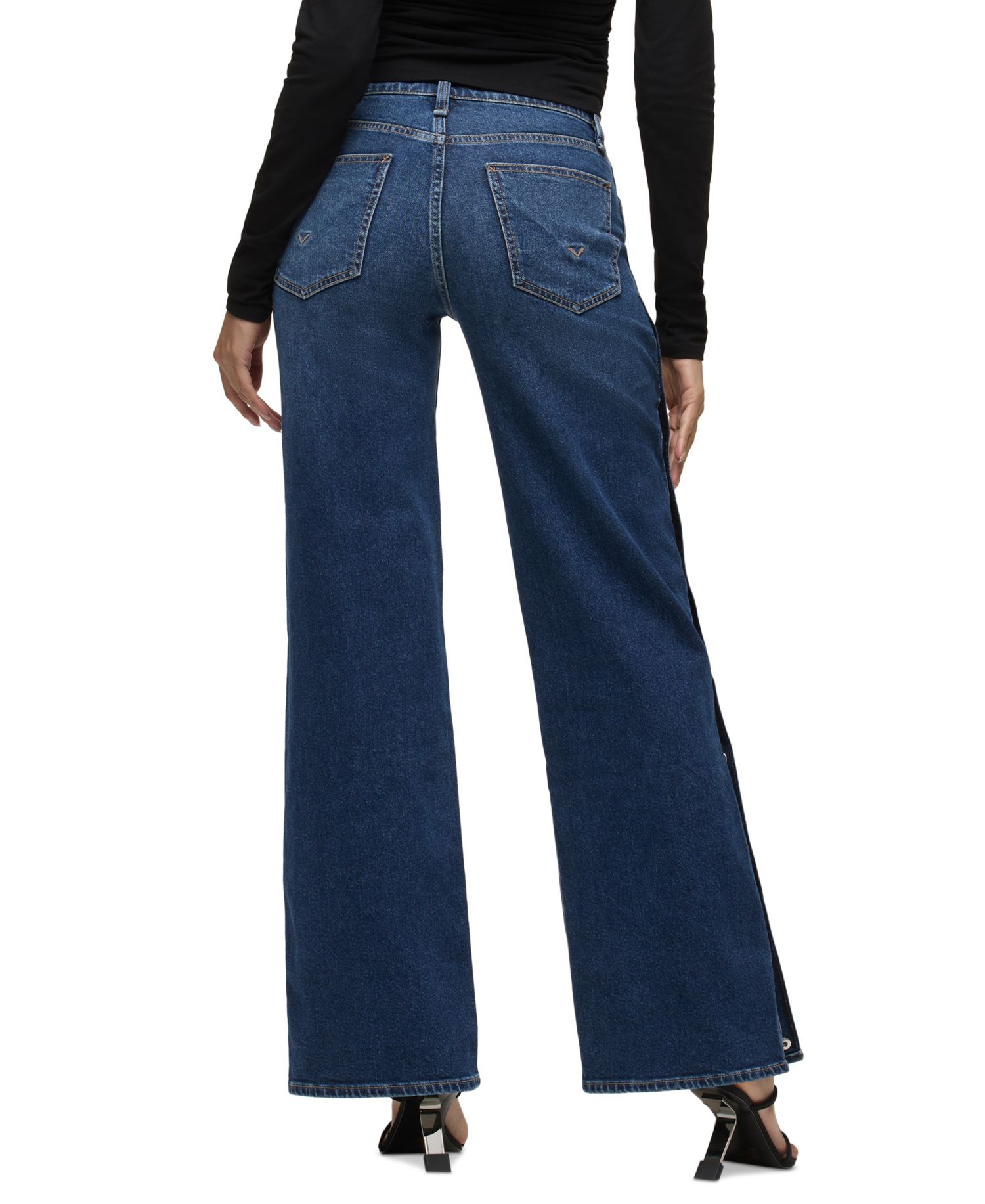Women's Rosie High-Waisted Side-Snap Wide-Leg Jeans