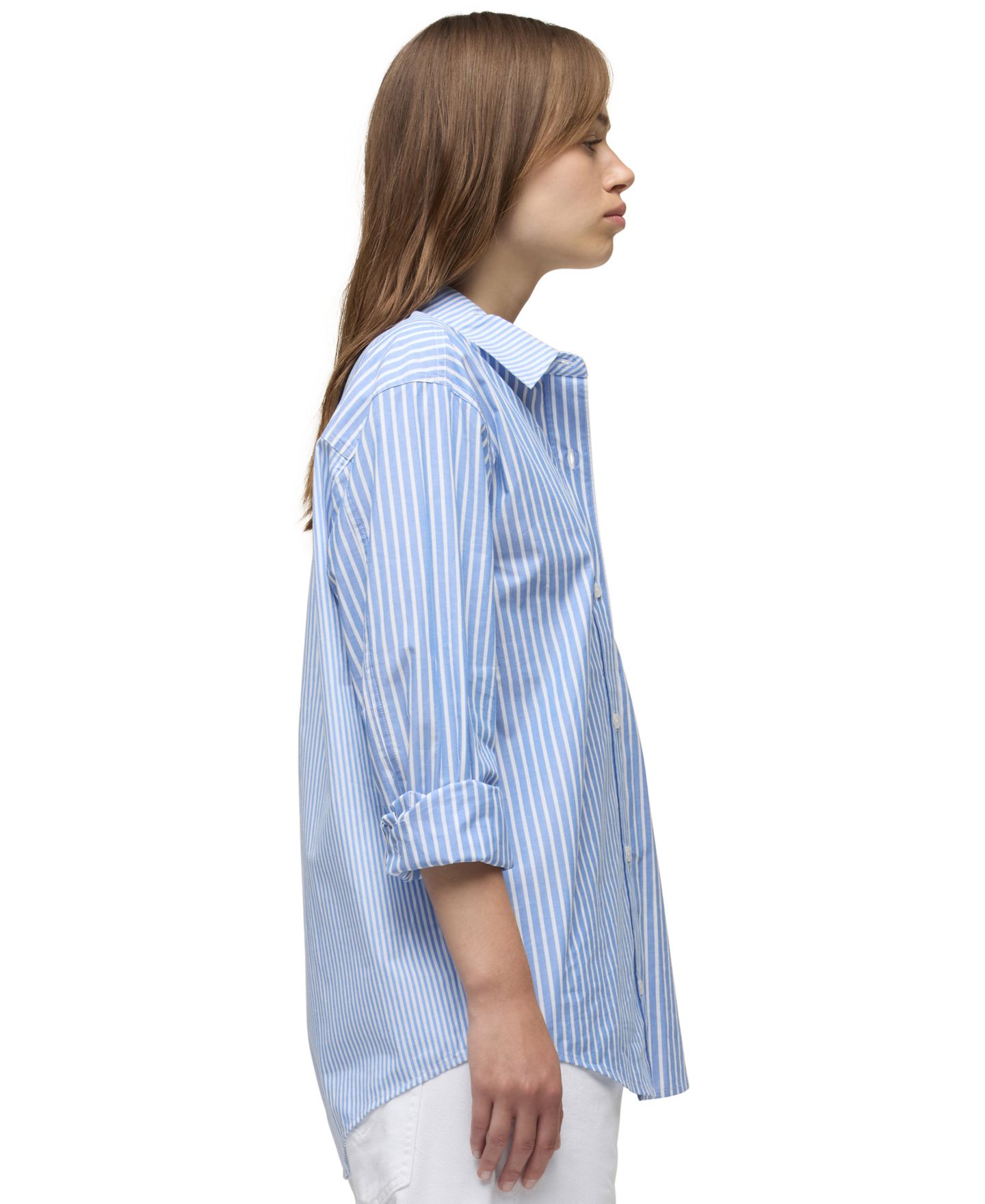 Женская рубашка Hudson Jeans Oversized Striped Long-Sleeve Button-Down, цвет: Синий — фото 3