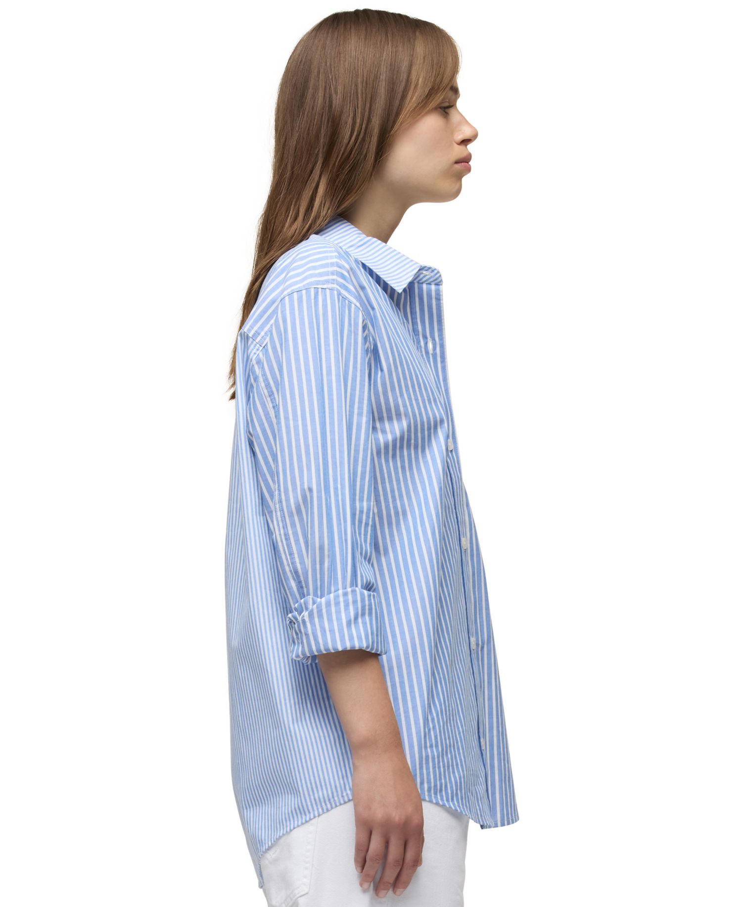 Women's Oversized Striped Long-Sleeve Button-Down Shirt