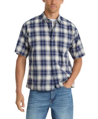 Men's Cotton Plaid Short-Sleeve Shirt
