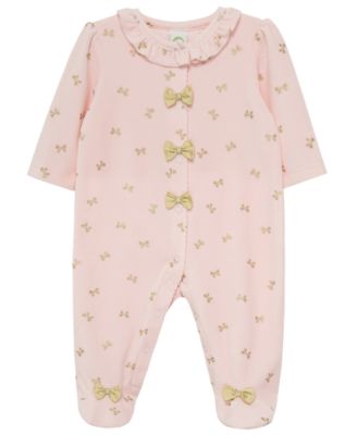 Baby Girls' Gold Bows Footie Coverall