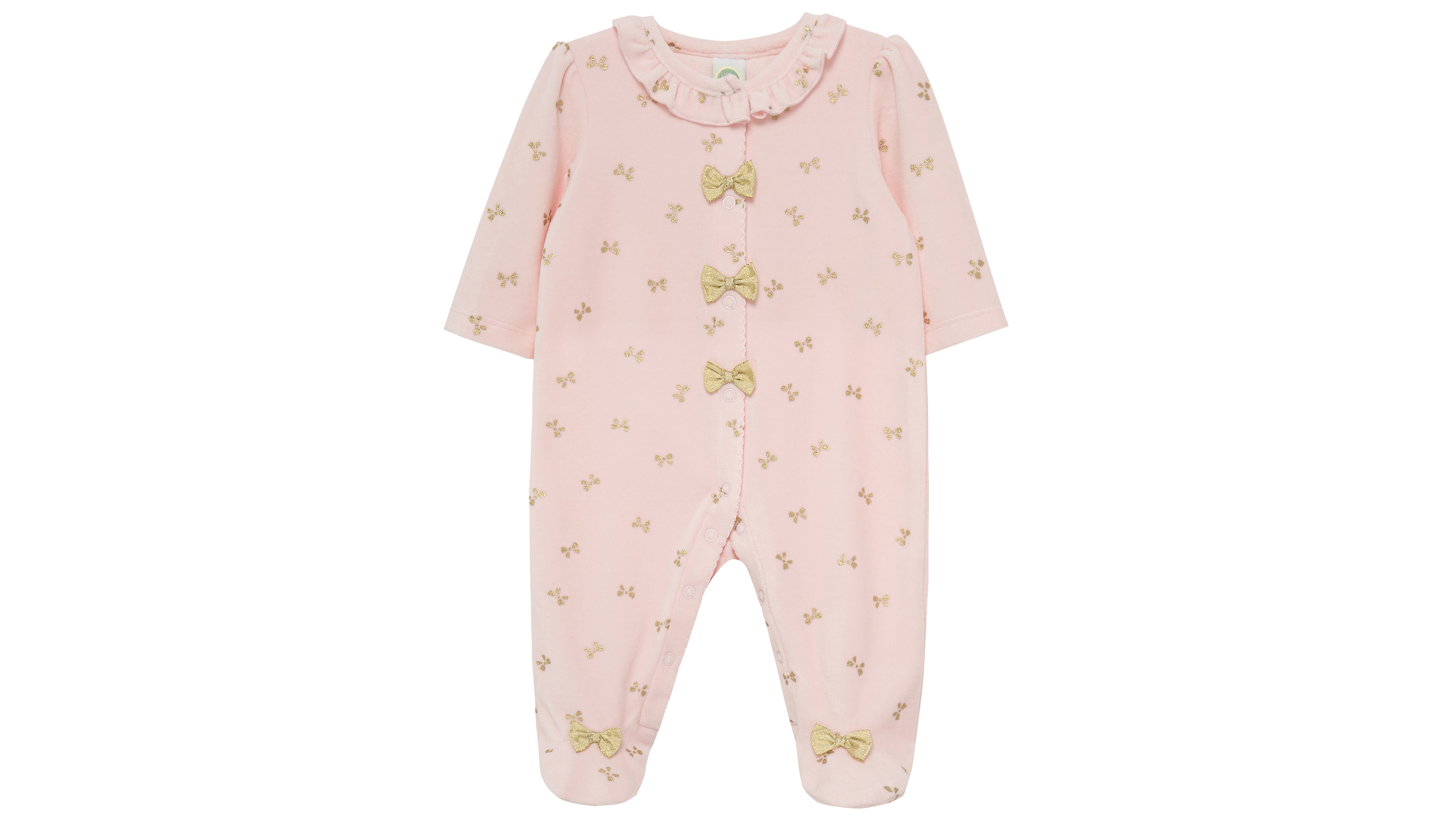 Little Me Baby Girls' Gold Bows Footie Coverall