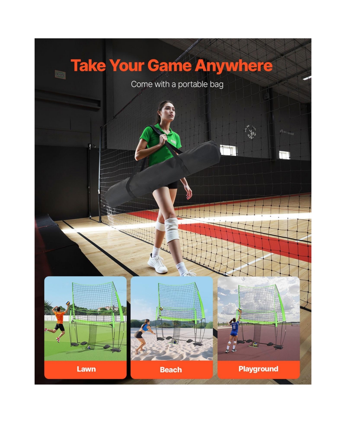 Sevorley Volleyball Training Net System with Ball Return, 8 x 11 ft, Adjustable Height
