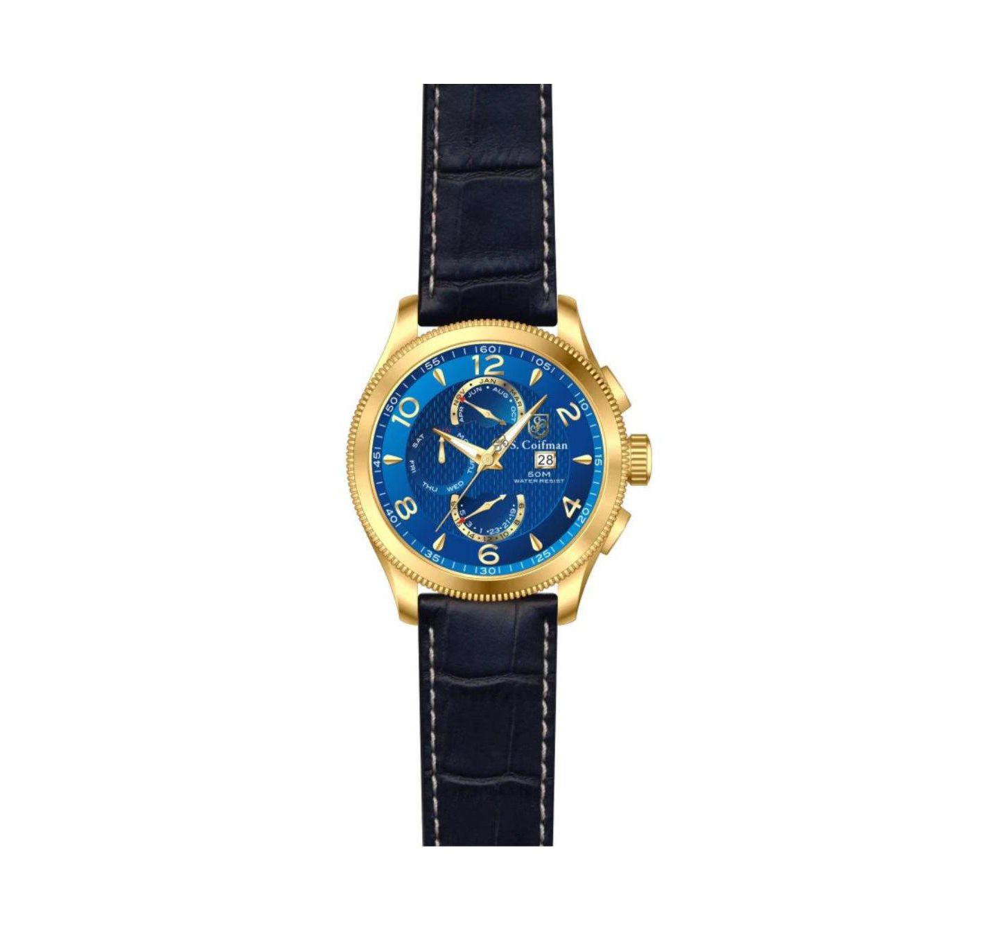 Мужские часы Invicta S.Coifman Heritage Chronograph Dial Leather Strap Watch, цвет: Чёрный — фото 2