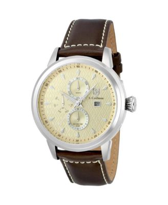 S.Coifman Men's Heritage Chronograph Dial Leather Strap Watch