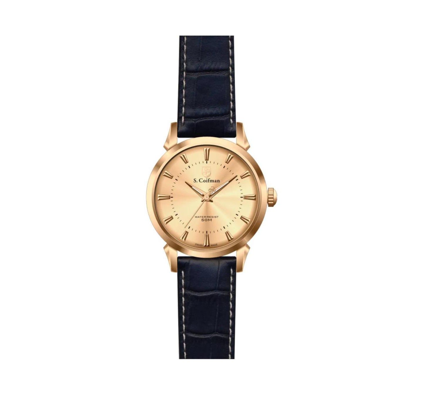 Мужские часы Invicta S.Coifman SC0287 Heritage Quartz Champagne Dial Leather Strap Watch, цвет: Чёрный — фото 2